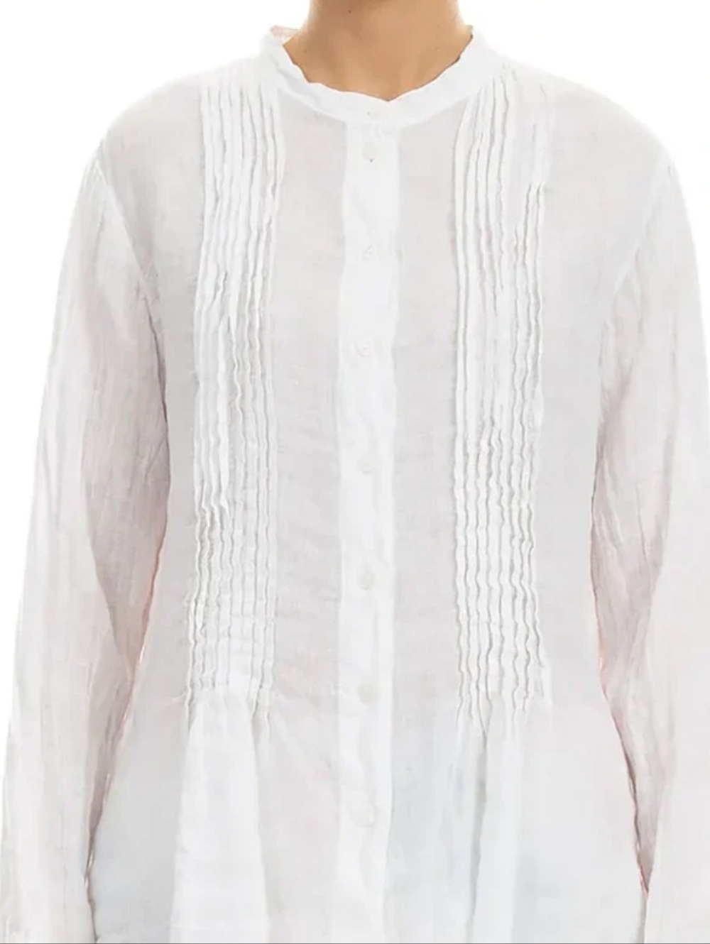 Catwalk Studio Women's M White Pintuck Button-Up Blouse 100% Ramie Cotton - Picture 11 of 11